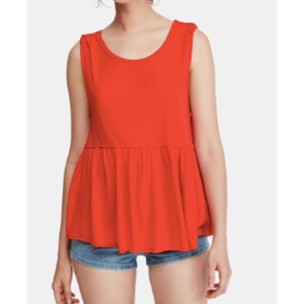 We the Free Orange Ruffle Bottom Tank Size S